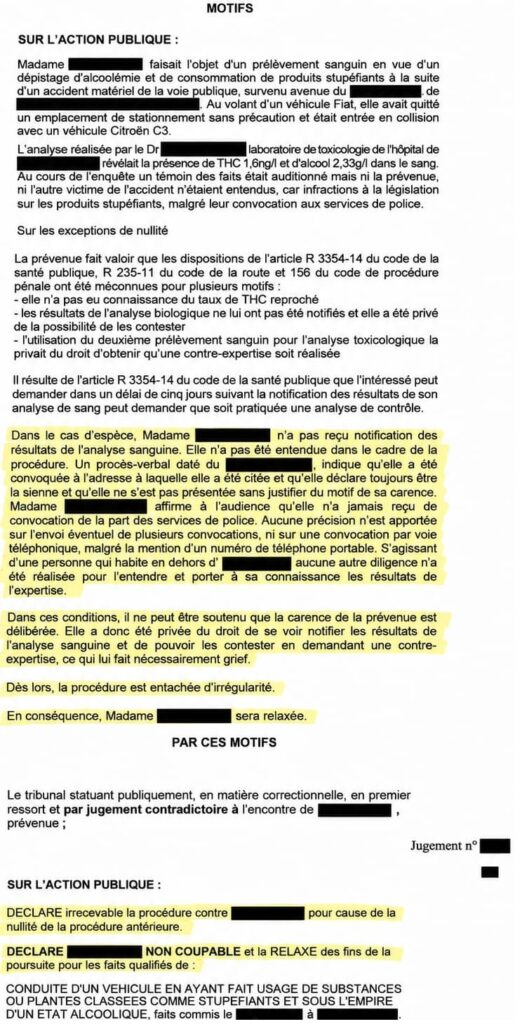 Absence de notification du résultat de l’analyse sanguine ou salivaire - Jugement TC Nanterre